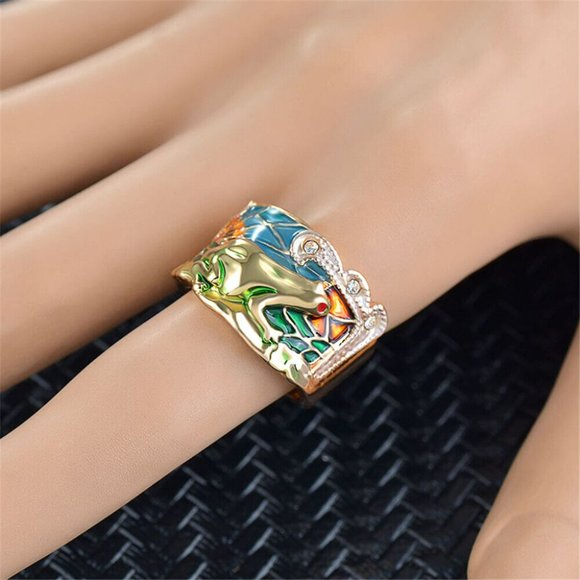 Creative Epoxy Frog Nature Gold Enamel Ring - Picture 9 of 10
